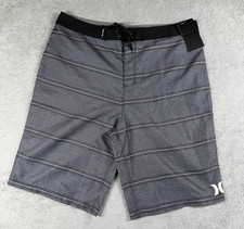 NWT Hurley Youth Boy's Striped Board Shorts Gray/Black Size 20/30