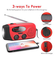 Solar Radio Hand Crank With LED Flashlight Multifunctional Emergency for Camping
