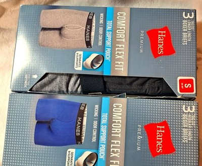 6 pcs Hanes Premium Men Boxer Brief Total Support Gray/Black 28-30'' Small $25.00