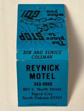 Reynick Motel Full Matchbook Rapid City South Dakota Place to Stop When You Go