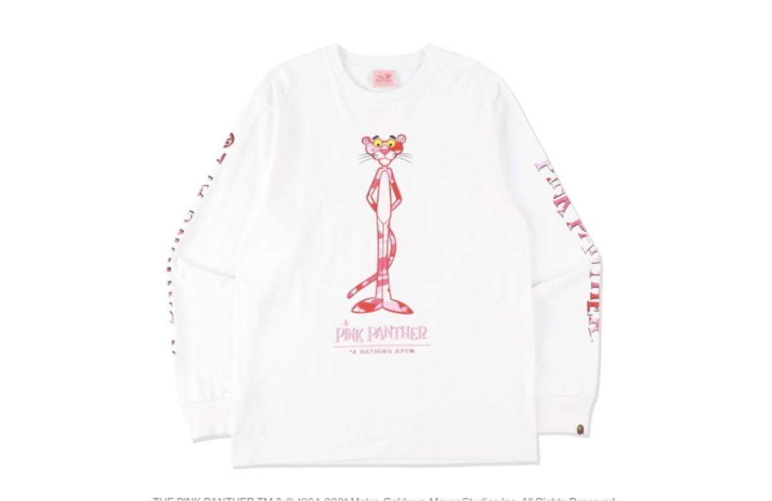 A BATHING APE (BAPE) T shirt BAPE XXL rosa pantera mai usata collaborazione lunga originale rara scimmia