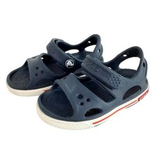 Crocs Crocband II Sandals Navy Blue Adjustable Hook Loop Strap Toddler C5