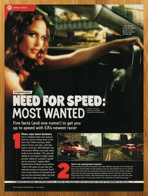 2005 Need For Speed Most Wanted Xbox 360 PS2 Gamecube PREVIEW Print Ad/Poster 