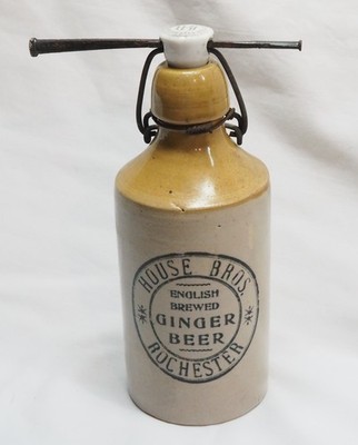 Antique Stoneware House Bros. Rochester NY English Brewed Ginger Beer No Chips