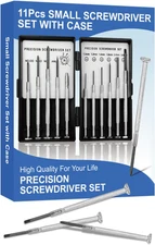 11-Piece Mini Screwdriver Set with Hard Case for Eyeglasses, Jewelry, Watches, a
