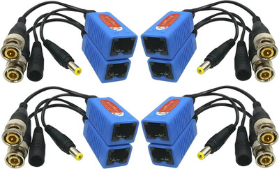 4 Pair Passive Video Balun BNC to RJ45 Adapter with Power, 1080P-8MP Surveillanc
