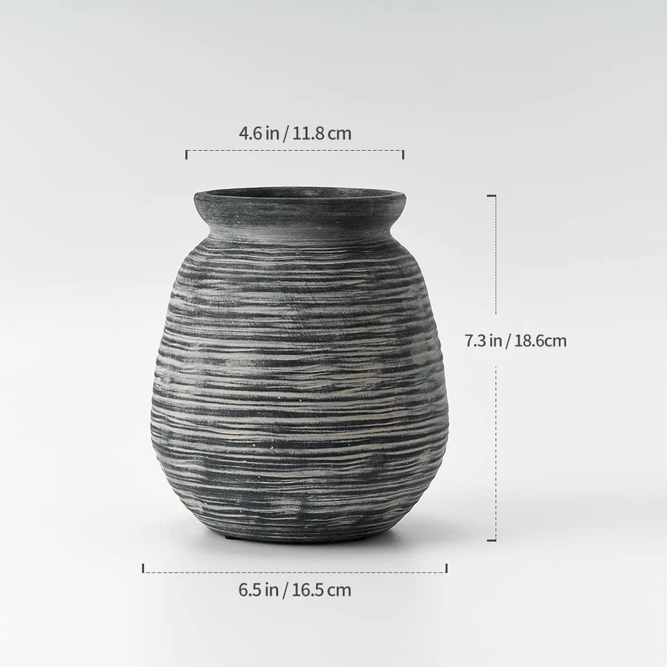 Ceramic Rustic Farmhouse Flower Vase, Pottery Decorative Flower Vase for Home... - Image 4 of 4