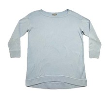 T by Talbots Sweater Womens MP Lightweight Ribbed Light Blue 3/4 Sleeve