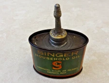 VINTAGE SINGER SEWING MACHINE 1-1/3 OZ OIL CAN LEAD SPOUT & CAP