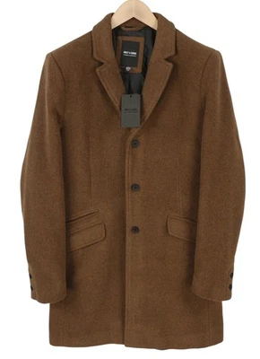 ONLY & SONS Justin Wool Manteau Homme Laine Marron Mélange Col À Encoche - Photo 1/4