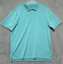 Vineyard Vines Performance Polo Shirt Large Teal Blue Whale Outdoor Mens