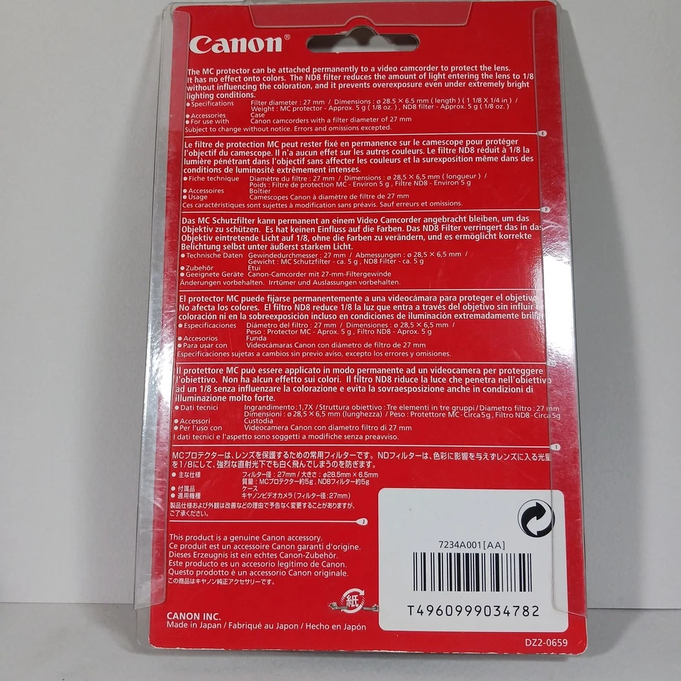 Canon FS-27U Filter Set 1x MC Protector & 1x ND8 Filters New NOS - Image 2 of 2