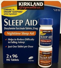 Kirkland Signature Sleep Aid 25mg Doxylamine Succinate 192 Tablets Nighttime