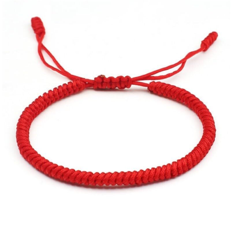 Handmade Tibetan Buddhist Bracelet – Red String Knot Bracelet For Protection & Good Luck (Adjustable)