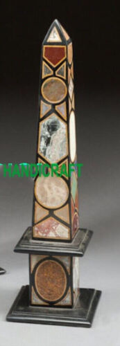 Obelisco de mármol de 20" malaquita piedra dura incrustación de mosaico decoración del hogar 4 - Imagen 3 de 4
