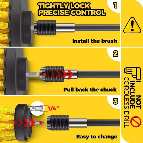Drill Brush Attachment Set Of 6 Power Scrubber Brush For Cleaning Bathroom Tile - Picture 2 of 13