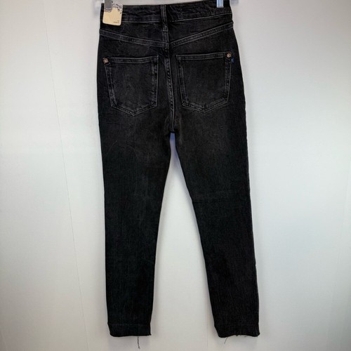 Jeans Pilcro Anthropologie sigaretta gamba dritta nero NUOVO denim orlo grezzo taglia 25 - Foto 12 di 16
