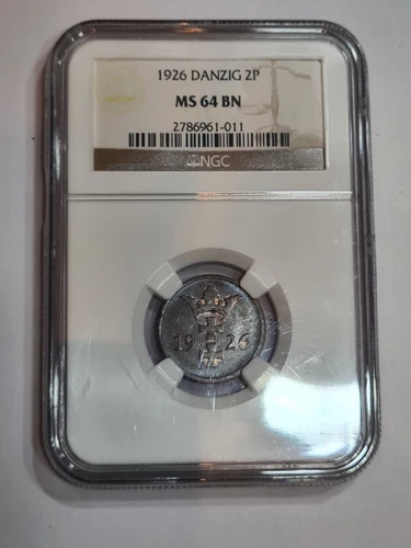 Poland, 2 Pfennige 1926 Danzig NGC MS64 BN