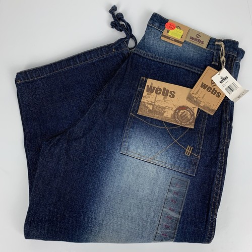 Webs Jean Shorts Y2k Baggy Long Jorts Hip Hop Skater Blue Denim Capri Size 34