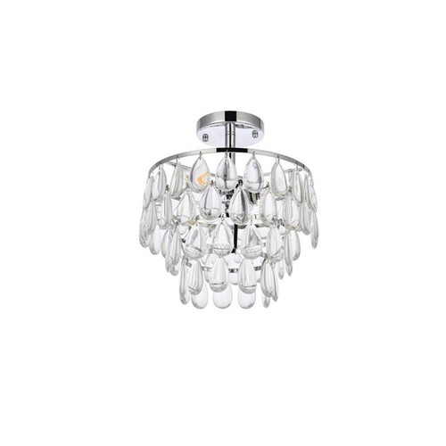 Elegant Lighting Mila 12" Iron and Crystal Flush Mount in Chrome - Picture 4 of 8