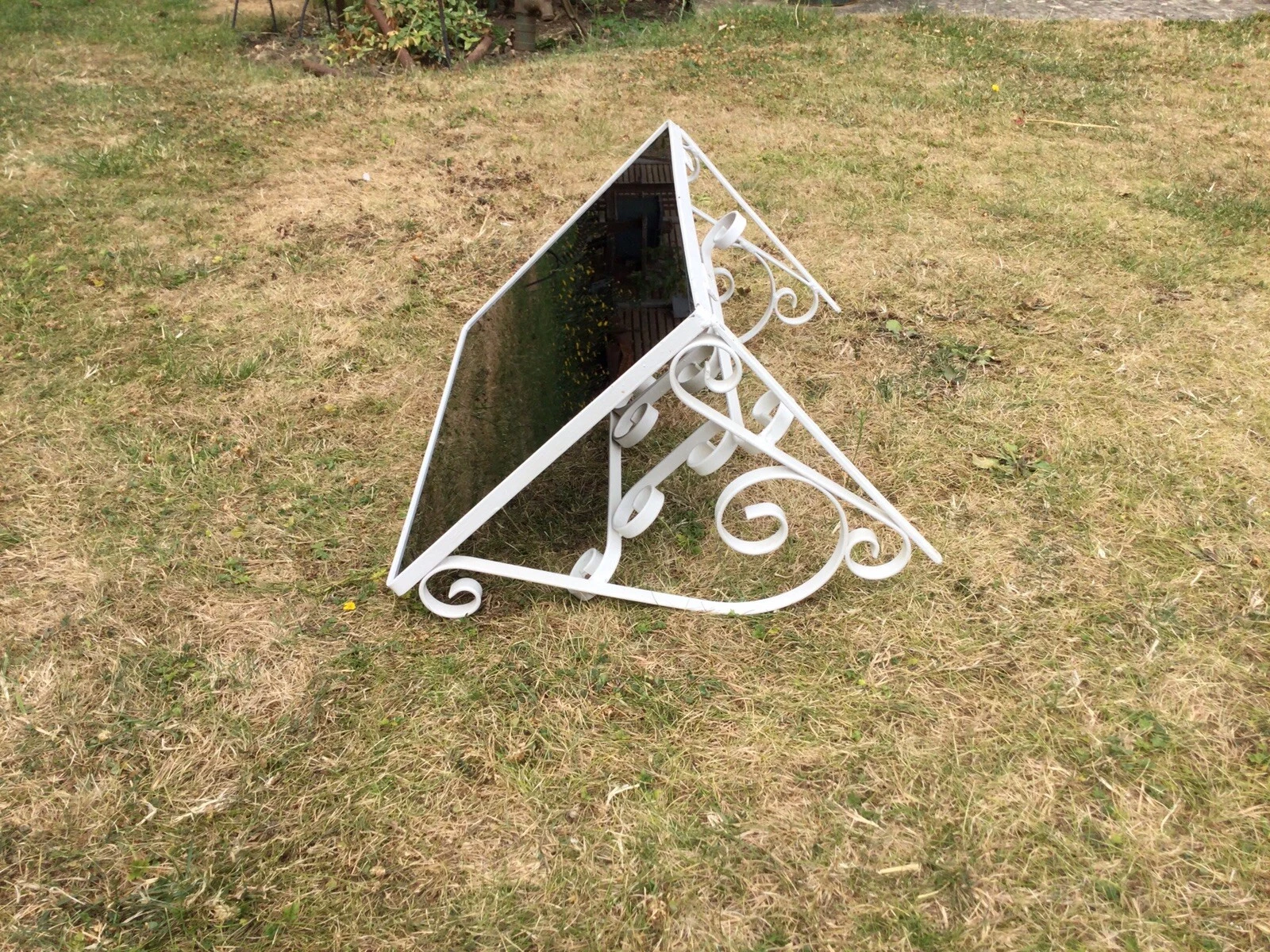 Glass Shelf Wall Mounted Wrought Iron Scrolls Vintage