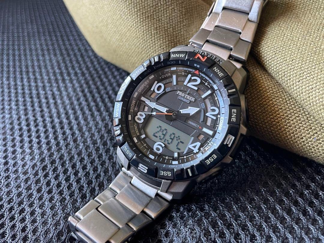CASIO PRO TREK PRT-B50T-7JF men Watch Titanium Bluetooth | eBay