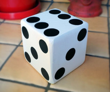 1 Jumbo Lawn Yard Wood DICE - White 3.5" Yahtzee, Bunco, Farkle, Home Decor