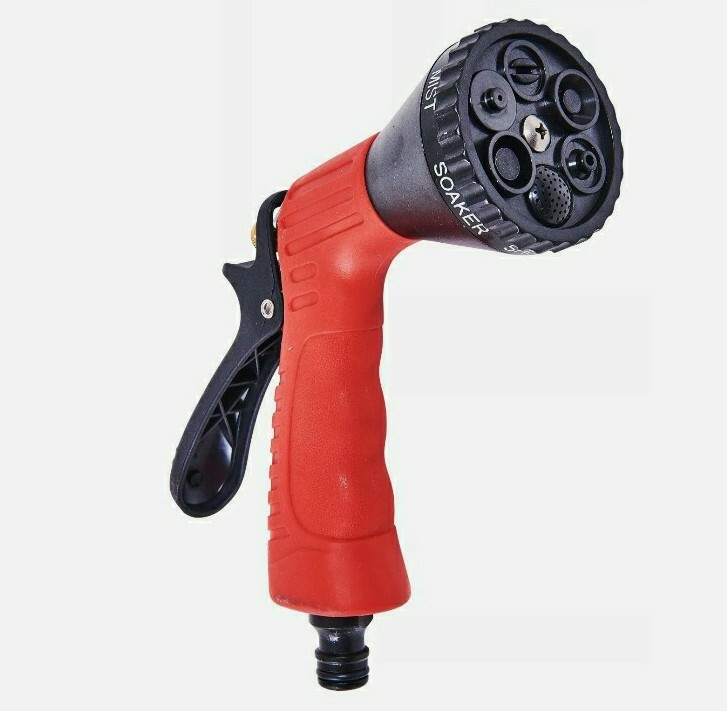HEAVY DUTY 6 DIAL FUNCTION SPRAY GUN GARDENING HOSE PIPE END WATERING SPRINKLER.