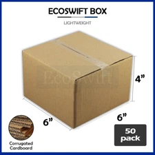 50 6x6x4 EcoSwift Cardboard Packing Moving Shipping Boxes Corrugated Box Cartons