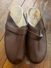 SWEDISH HAND MADE LEATHER WOODEN SOLE CLOGS, 36 EUR / 6