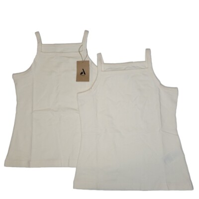 2 Pack  Amazon Aware Girls Solid Beige Strech Jersey Cami Top Size S New