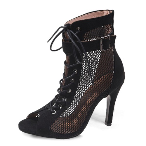Women Mesh Sandals Peep Toe High Top Sandals Lace Up High Heel Sandals for Party - Picture 13 of 18