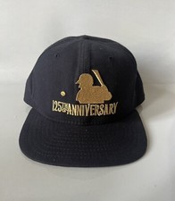 VTG MLB 125th Anniversary Hat New Era Snapback Cap Black Gold Baseball