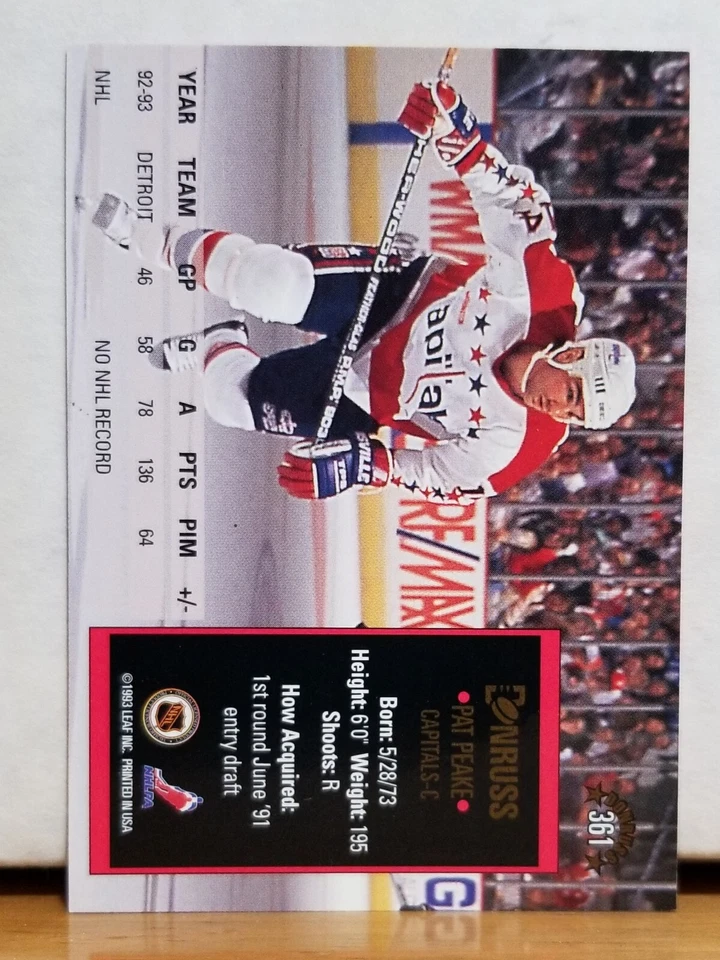 1993-94 Donruss Pat Peake Washington Capitals #361 - Image 2 of 2