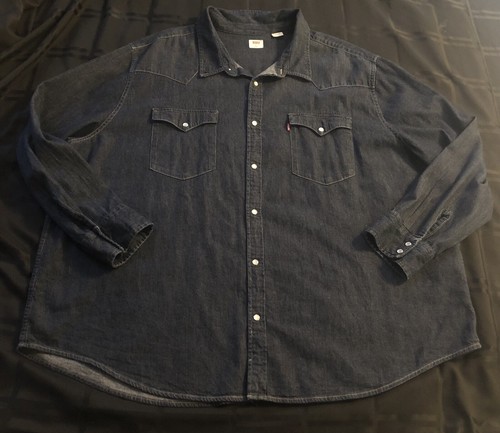 Men’s Levi’s Red Tab Blue Denim Western Snap Button Shirt Size:4XL