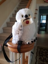 Very HTF NWT Sweet Harry Potter Hedwig White Snowy Owl Plush Zippered Backpack