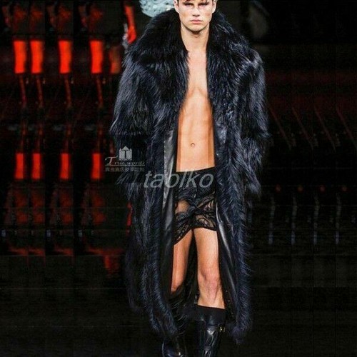 Herren Reverskragen mittellang Kunstfuchsfell Winterbekleidung Parka Bühne Okzident Mantel - Bild 1 von 19