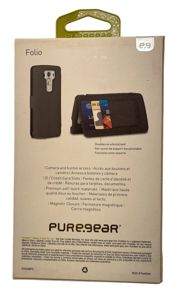 Funda tipo billetera tipo folio PureGear para LG G3, negra Foto 3 de 4
