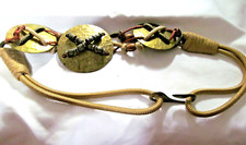 Vintage Belt 80's 90's Twisted Rope/Cords w 3 Metal Medallions  27" around
