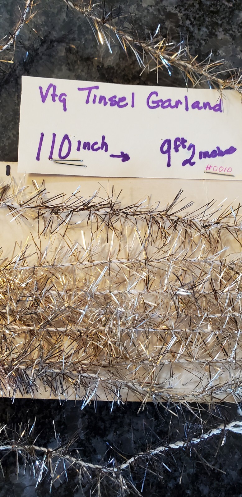 VTG Christmas TINSELGARLAND, 9 Foot 2 Inches , Silver/Gold Color, 1/2