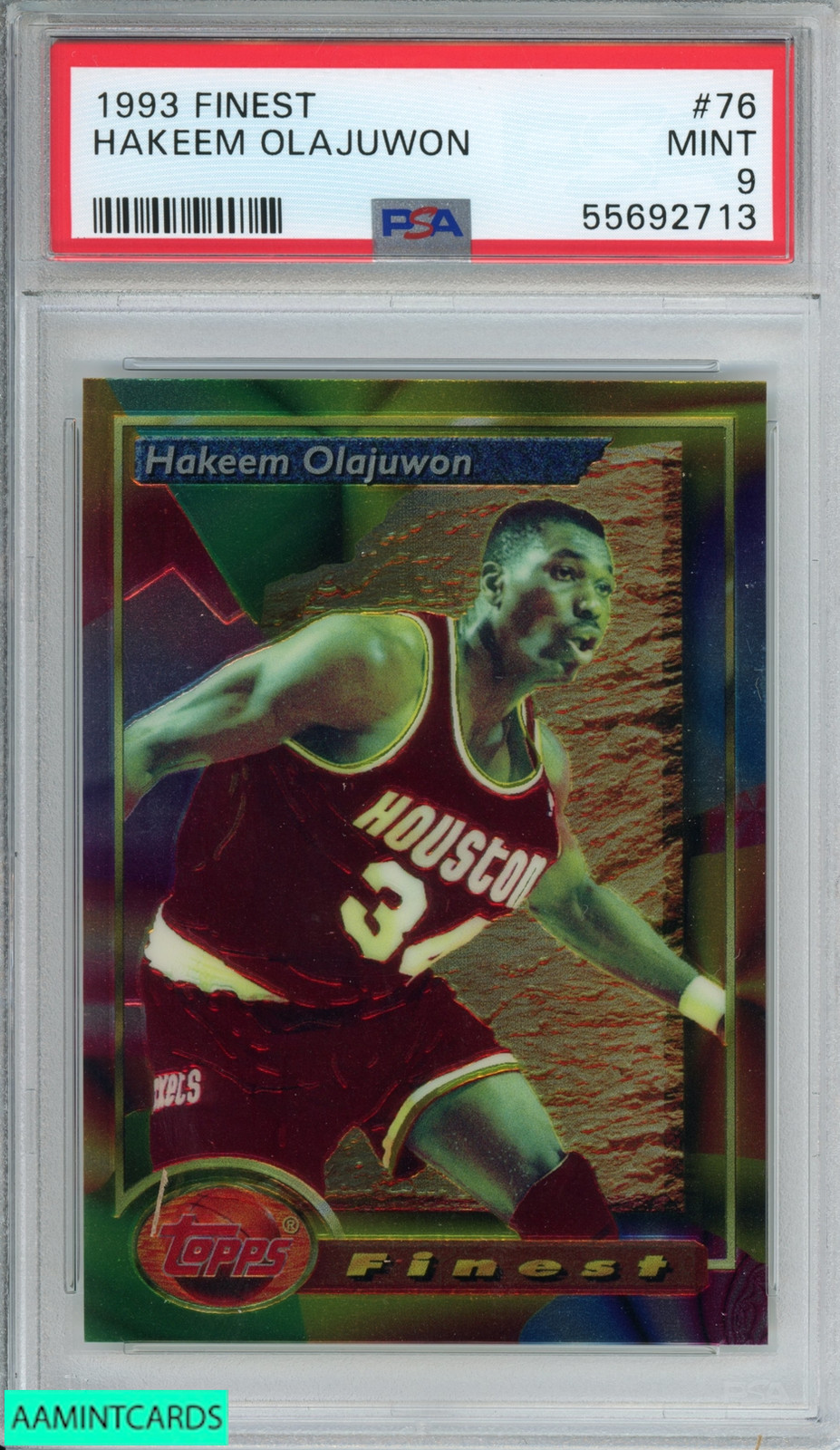 1993 FINEST HAKEEM OLAJUWON #76 HOUSTON ROCKETS HOF PSA 9 MINT