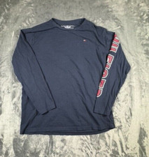 TOMMY HILFIGER Long Sleeve Shirt Kids Boys XL Blue Logo Embroidered Pullover