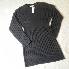 Women's Chunky Cable Knit Black Long Sleeve Sweater Dress NWT SZ MED