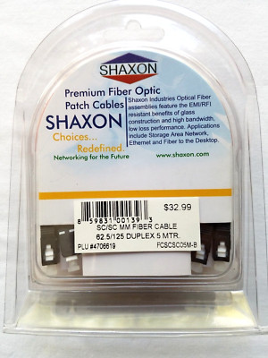 SC-SC FCSCSC05M-B Fiber Patch Cord Shaxon Duplex Multimode 62.5/125 5 Meters