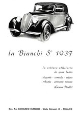 PUBBL. 1937 AUTO BIANCHI S9 UTILITARIA LUSSO ELEGANZA VELOCITA EDOARDO BIANCHI