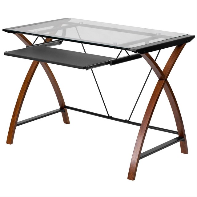 Classy Pink Glass Writing Desk Modern Parsons Home Computer Table