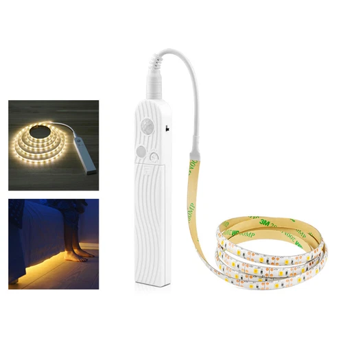1- 3m wireless PIR Motion Sensor LED Bed Closet Night light 5V 2835 AAA Battery - Picture 2 of 9