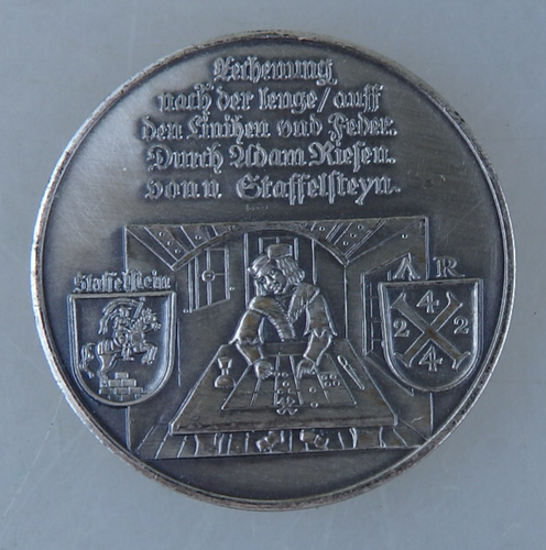 Medaille "Adam Riese Staffelstein 1492-1992" 999er Silber (110133) - Afbeelding 2 van 2