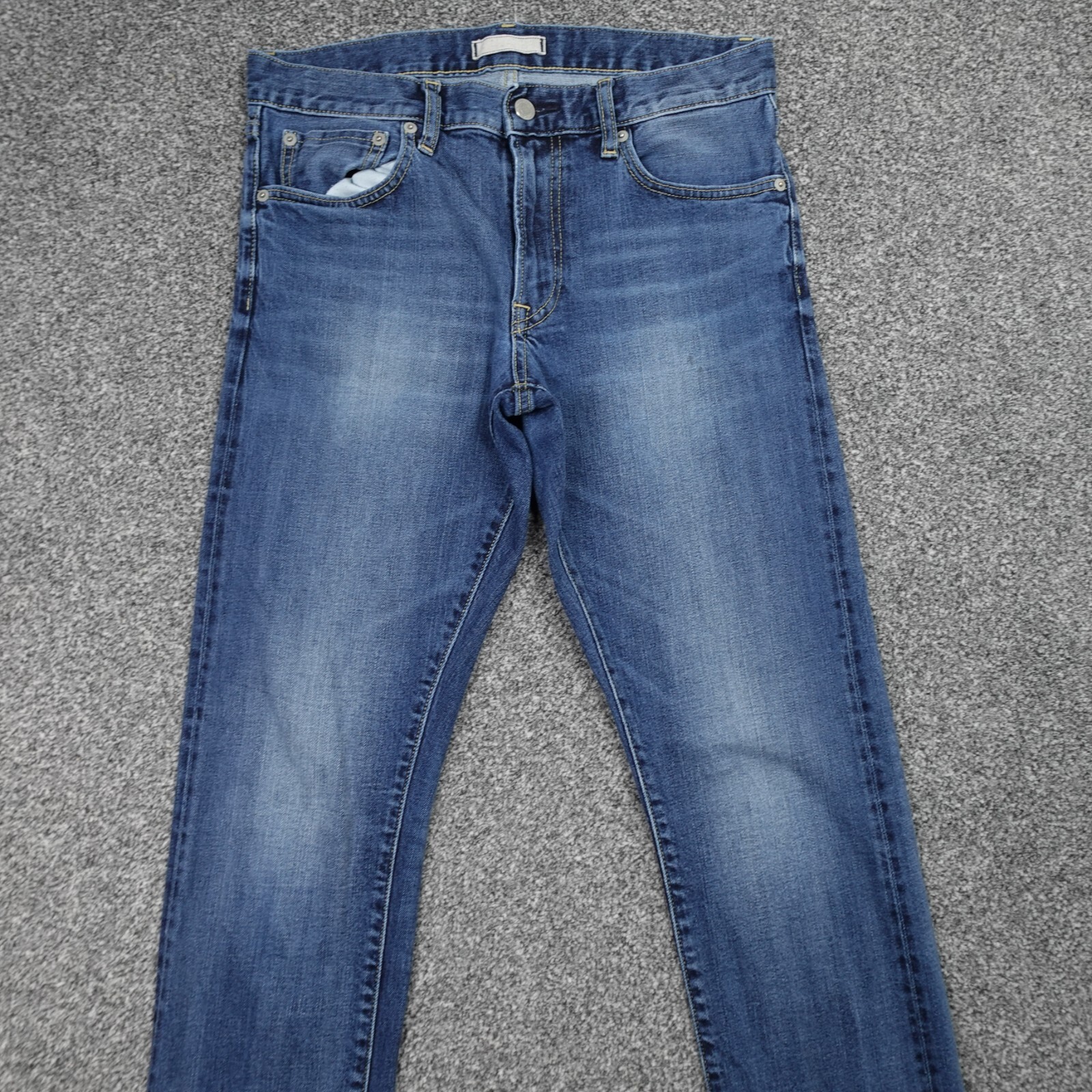 UNIQLO Jeans Mens 31 31x34 Blue Selvedge Slim Fit Stonewashed Zip Fly Denim
