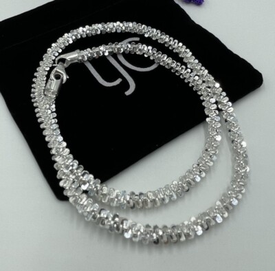TJC STERLINGSILBER 925 5,55 MM FUNKELNDES AUSGEFALLENES GLIED 20'' HALSKETTE 32,90 G IM ETUI